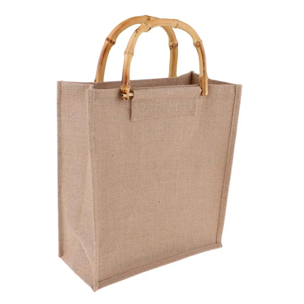 Eco Friendly Burlap Linen Bag Vintage Jute Handbag Designer Beige Shopping Bag for Kitchen and Gifts