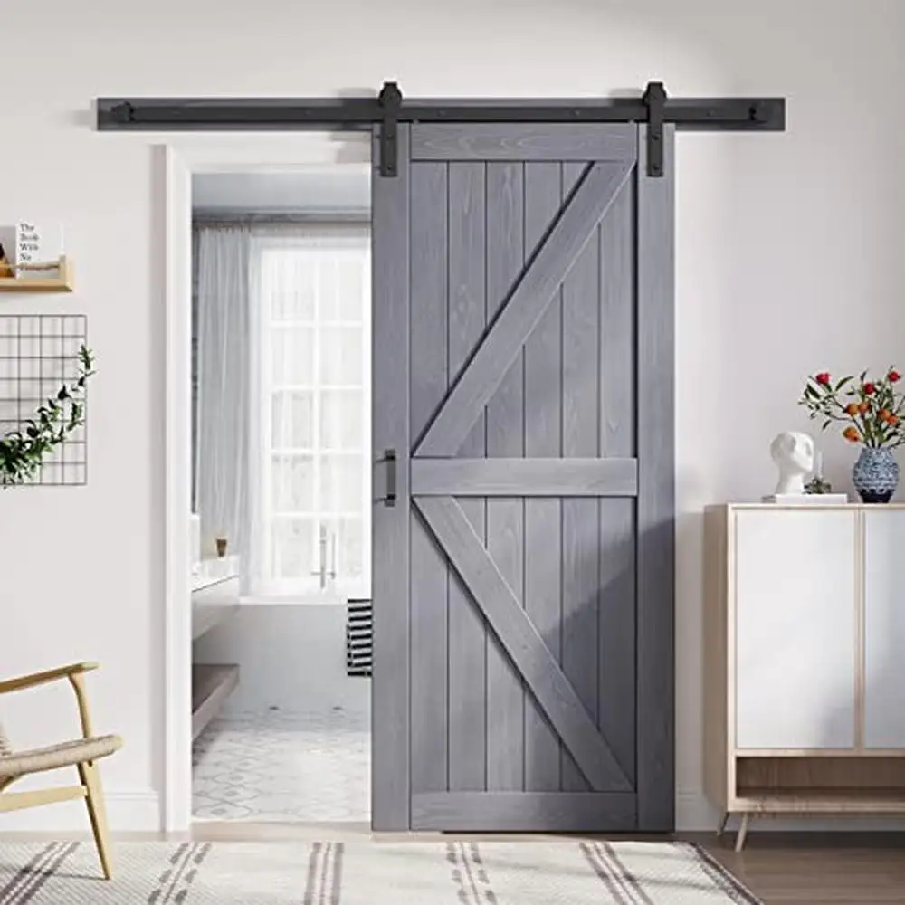 36x84in Spruce Wood Barn Door Slab with 6.6ft Hardware Track Kit Handle Floor Guide Double Barn Doors Long Lasting Rustic Beauty