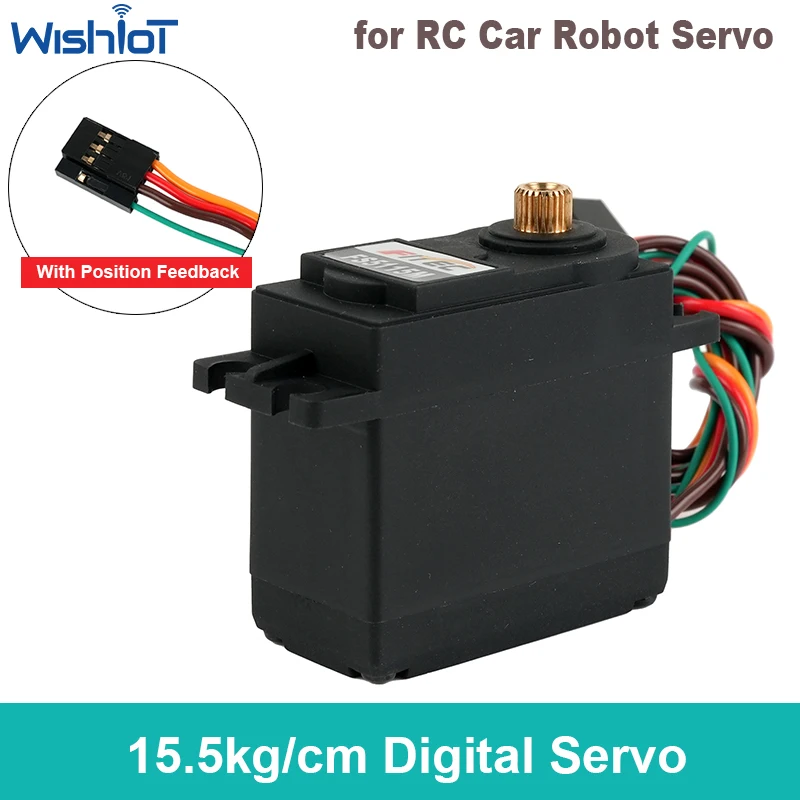 

15.5kg/cm Digital Servo FS5115M-FB Position Feedback 500-2500μs 180° Metal Gear Motor For 1/8 1/10 RC Cars Boat Airplane Robot