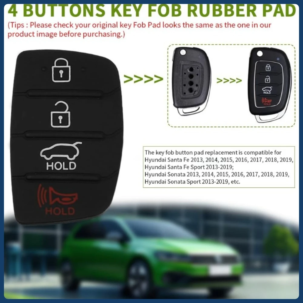 4-point Key Cover, Rubber Button Pad Replacement Cover ,Car Remote Key Fob Shell  for Hyundai Tucson Santa Fe / Ix45 Sonata I40