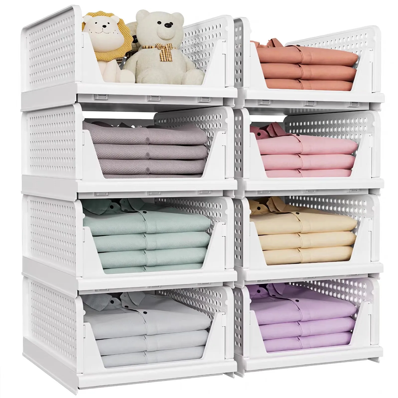4-teiliger Stapelbarer Schubladenorganizer Faltbare Aufbewahrungsbox für Unterwäsche Schrank-Kleiderorganizer für Zuhause Mehrschichtiges Aufbewahrungsregal