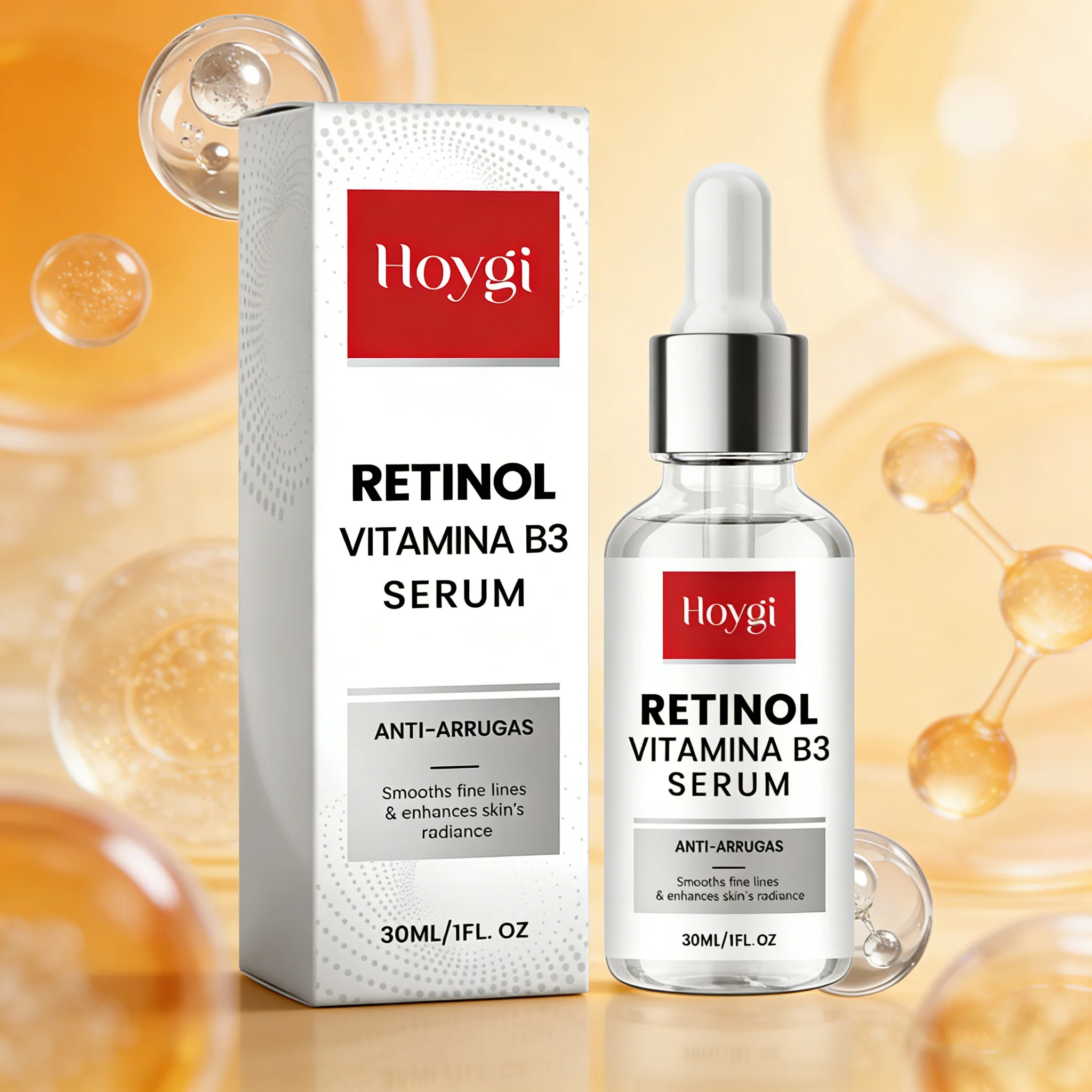Suero Facial Antienvejecimiento con Retinol, Reduce las Líneas Finas de Expresión, Reafirmante, Iluminador e Hidratante, Cuidado de la Piel
