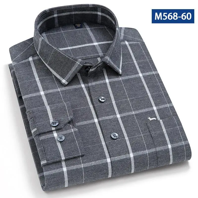 

New Style Men Autumn Winter Casual Fashion Blouse Harmont 100%Cotton Plaid Long Sleeve Embroidery Blaine Shirts