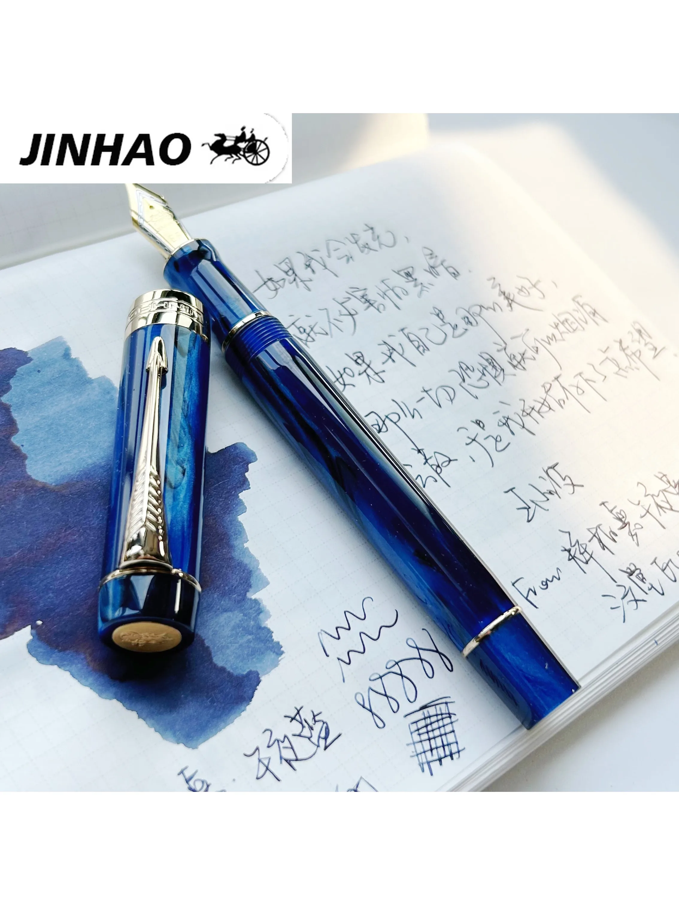 Pióro wieczne Jinhao 100 Century Galaxy Blue z długą, ostrzową końcówką typu Long Knife Blade, do kaligrafii biznesowej, pisania, do biura, szkoły. — zdjęcie produktu 7