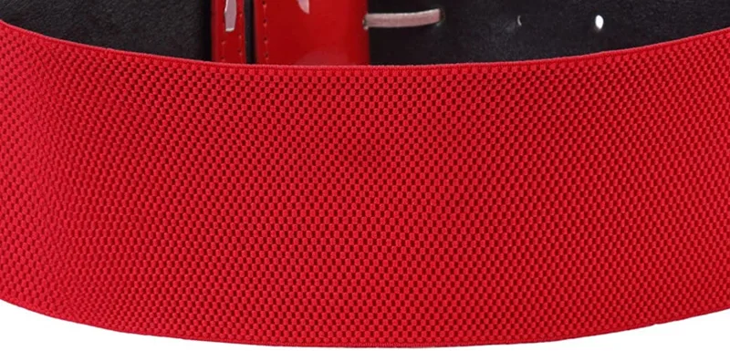 2025 Design Leder Rot Schwarz Helle Farbe Elastische Schnalle Gürtel Retro Frauen Mantel Taille Abdeckung Dekorative Kleid Breite Hersteller – Detail 5