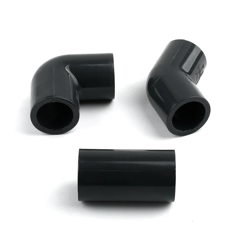 Grey PVC Water Pipe Fittings, conectores retos do cotovelo Tee, acessórios do tanque de peixes, peças de água, 16mm, 2-15pcs