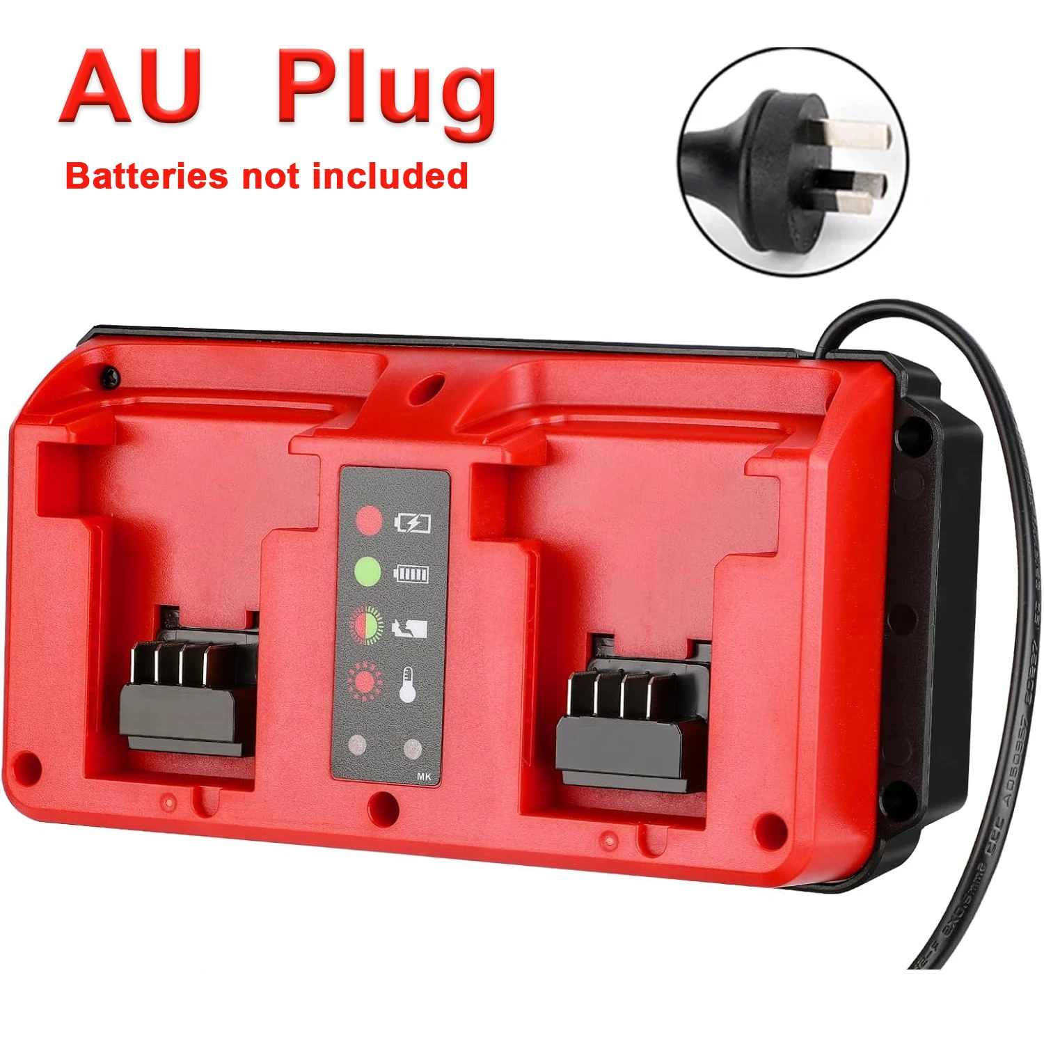 Dual-Port-Schnellladegerät für Milwaukee 14,4V-18V Akkus, intelligentes sequenzielles Laden, LED-Anzeige, Wandmontage – Detail 2