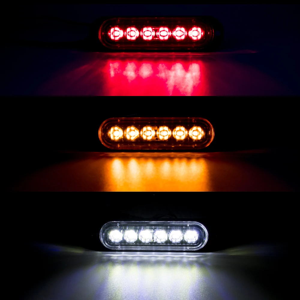 10PCS 12V 24V 6 LED Side Marker Lights Warning Light Auto Car External Lights Trailer Truck Lorry Clearance lamp Red Amber White