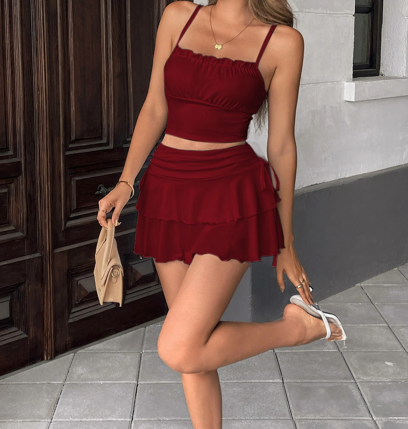 الملابس النسائية مزاجه التنقل عالية الملمس عارضة تنوعا تنورة الصيف الراقية الشعور تنورة