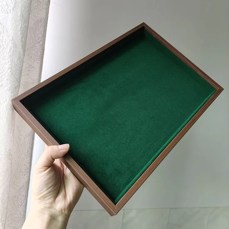 Green Velvet Jewelry Tray Necklace Ring Box Watch Hair Accessories Photo Plate Jewelry Display Stand Square Simple Style