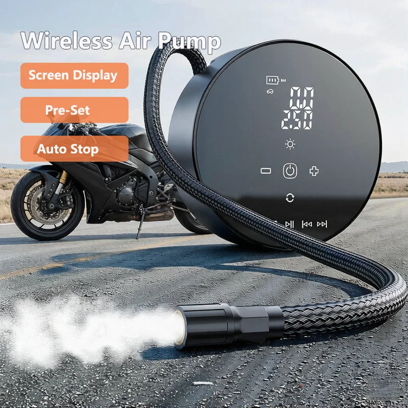 

Motorcycle Wireless Air Pump 140psi Portable LED Electric Tire Inflator for Car Bicycle Air Compressor Injector Bike Accessories