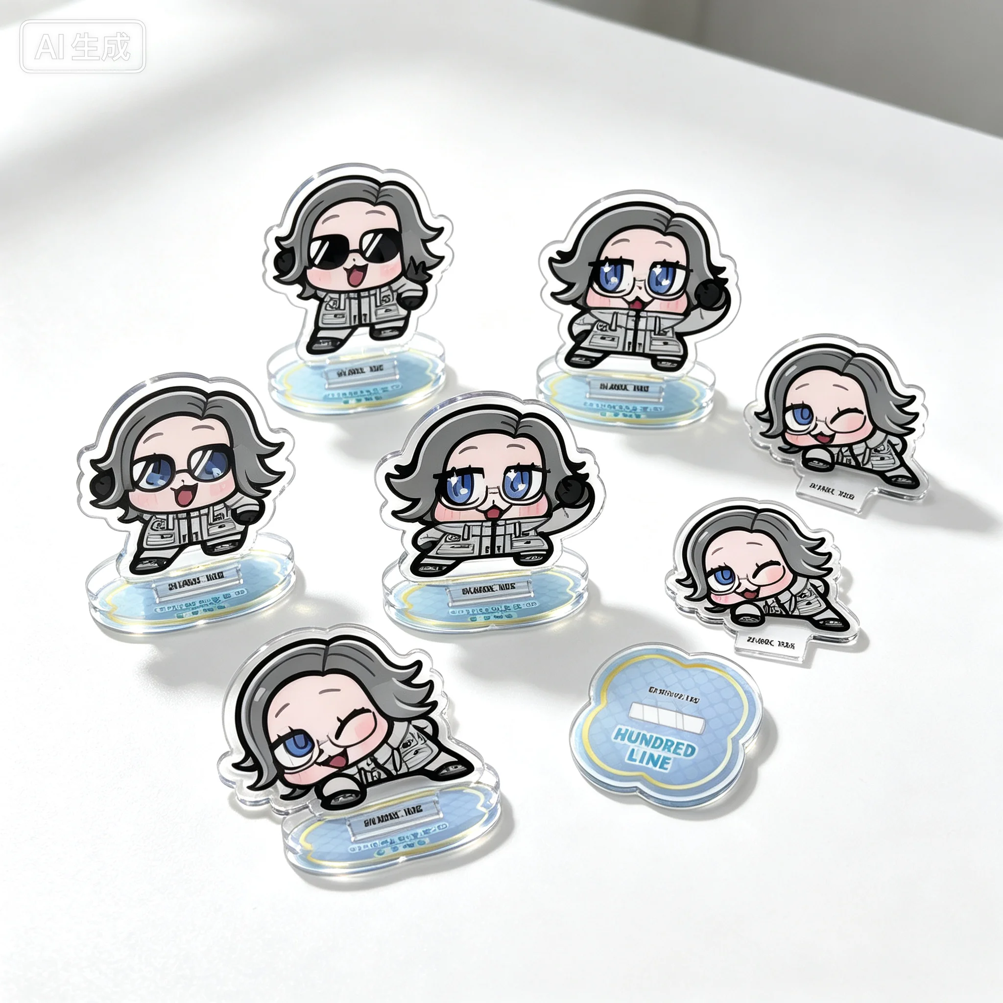 Anime The Hundred Line -Last Defense Academy Eito Aotsuki Q-Style Acrylic Stand Model Plate Keychains Desk Decorations