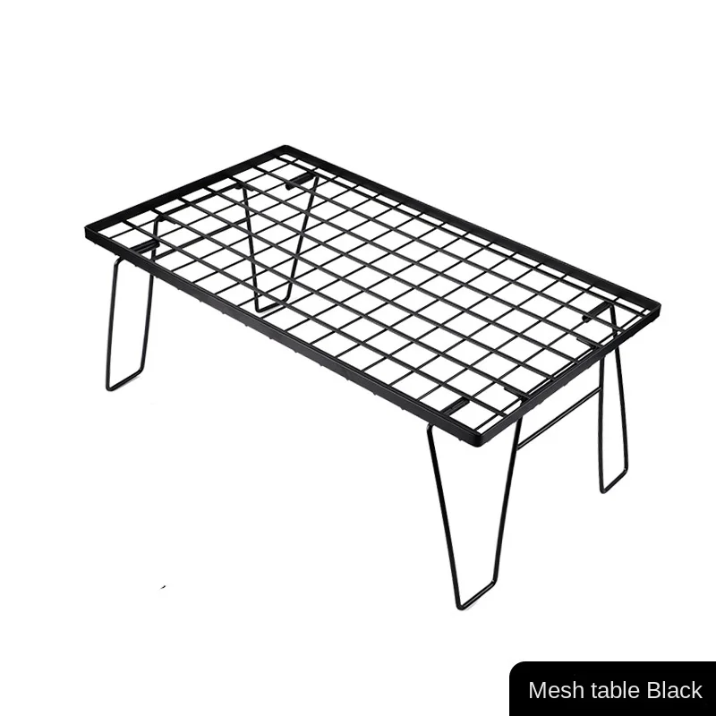 Foldable Outdoor Grid Table Table Board BBQ Table IGT Iron Mesh Table Camping Tabletop Board Combination Picnic Tea Table