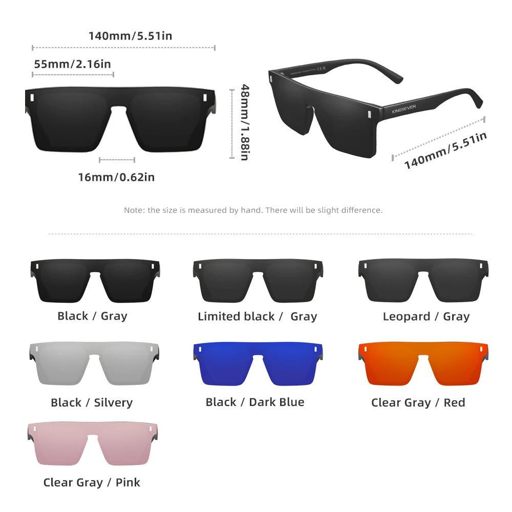 KINGSEVEN Randlose Sonnenbrille Frauen Männer UV400 Quadratische Rahmenlose Brille Einteilige Polarisierte Linse Angeln Fahren Brillen – Detail 3