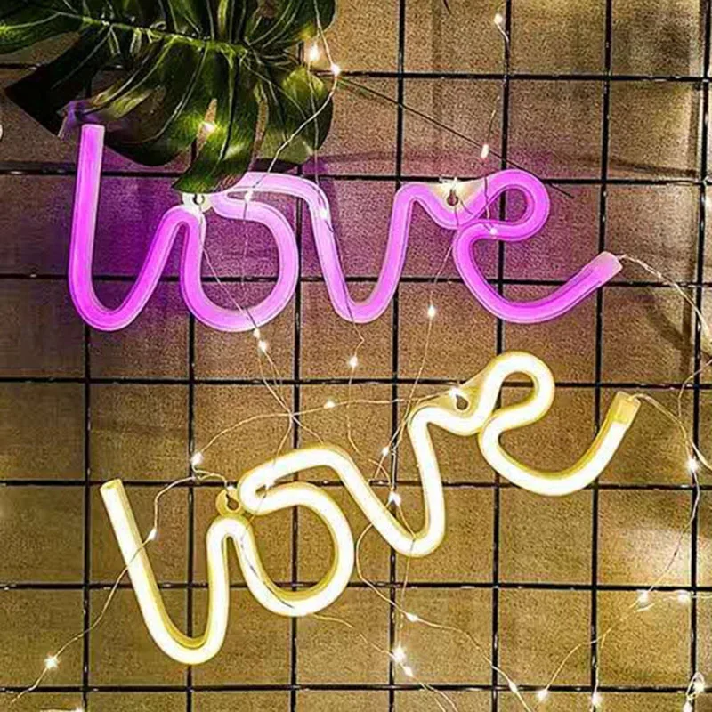 Love LED Neon Sign Light Glowing Valentine\'s Day Propose Festival Decoration Neon Lamp For Home Party Decor Adult  Gift