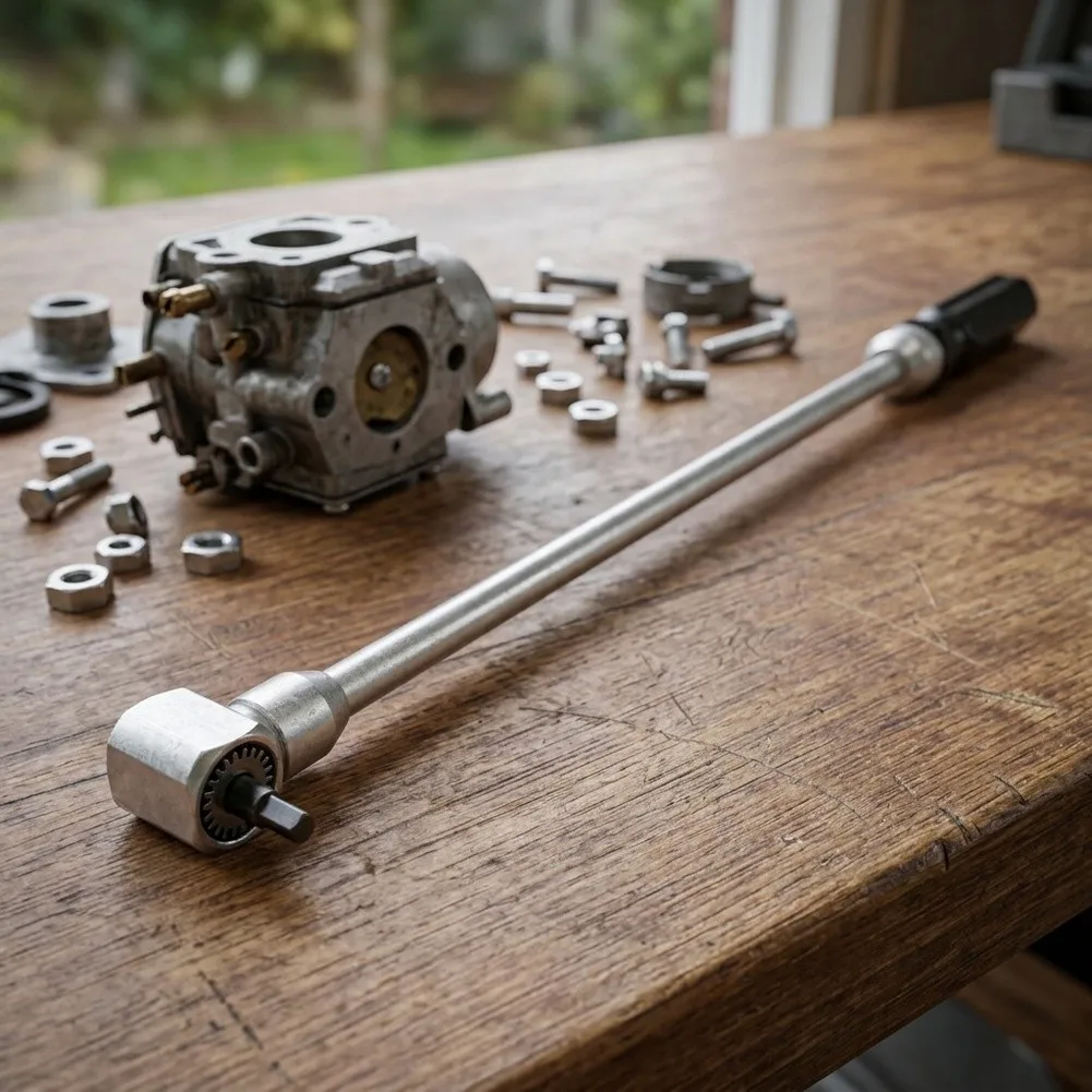 Carburetor Tuning Instrument with Fixed Bend Geometry for Accurate Idle Screw Manipulation on Vintage and Modern Carburetors