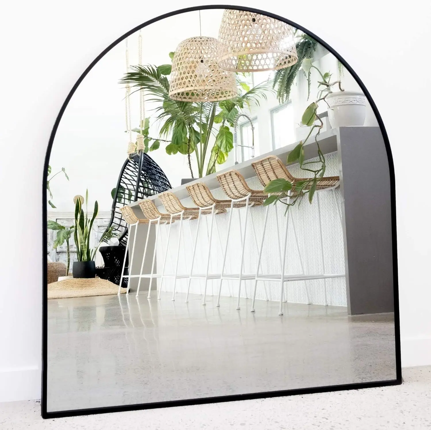 

33" X 31" Black Arched Mirror,Dresser Mirror for Bedroom - Wide Arched Bathroom Mirror, Half Circle Arch Mantel Mirror