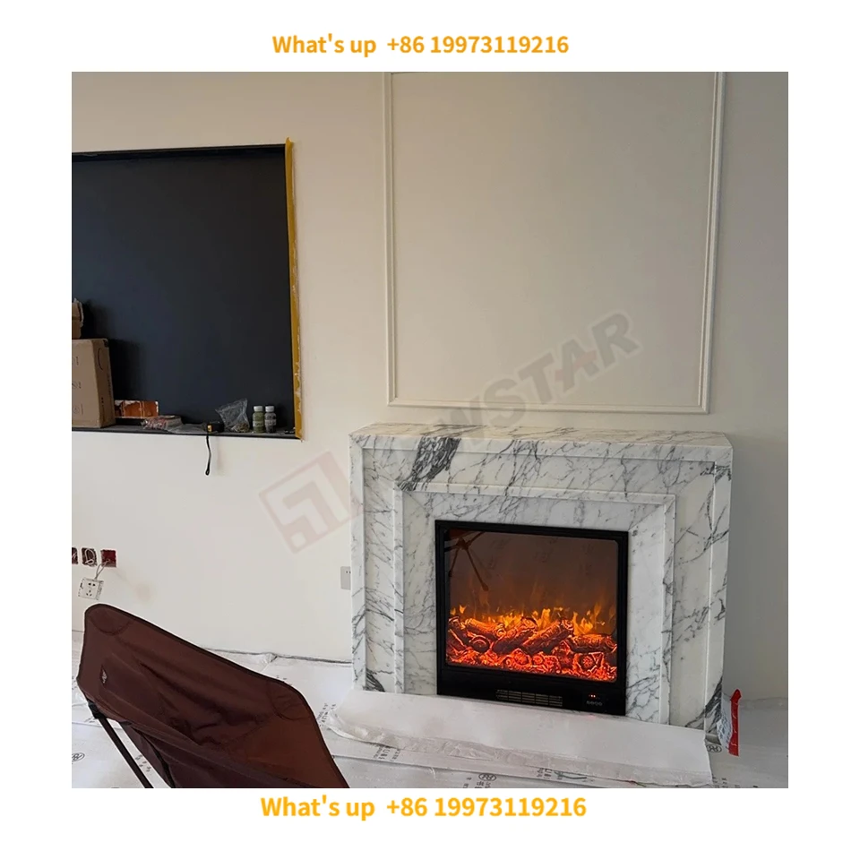 2026 Newstar Indoor Customized Natural Stone Simple Style Indoor Marble Fireplace Surround Calacatta Viola Marble Fireplace Mant