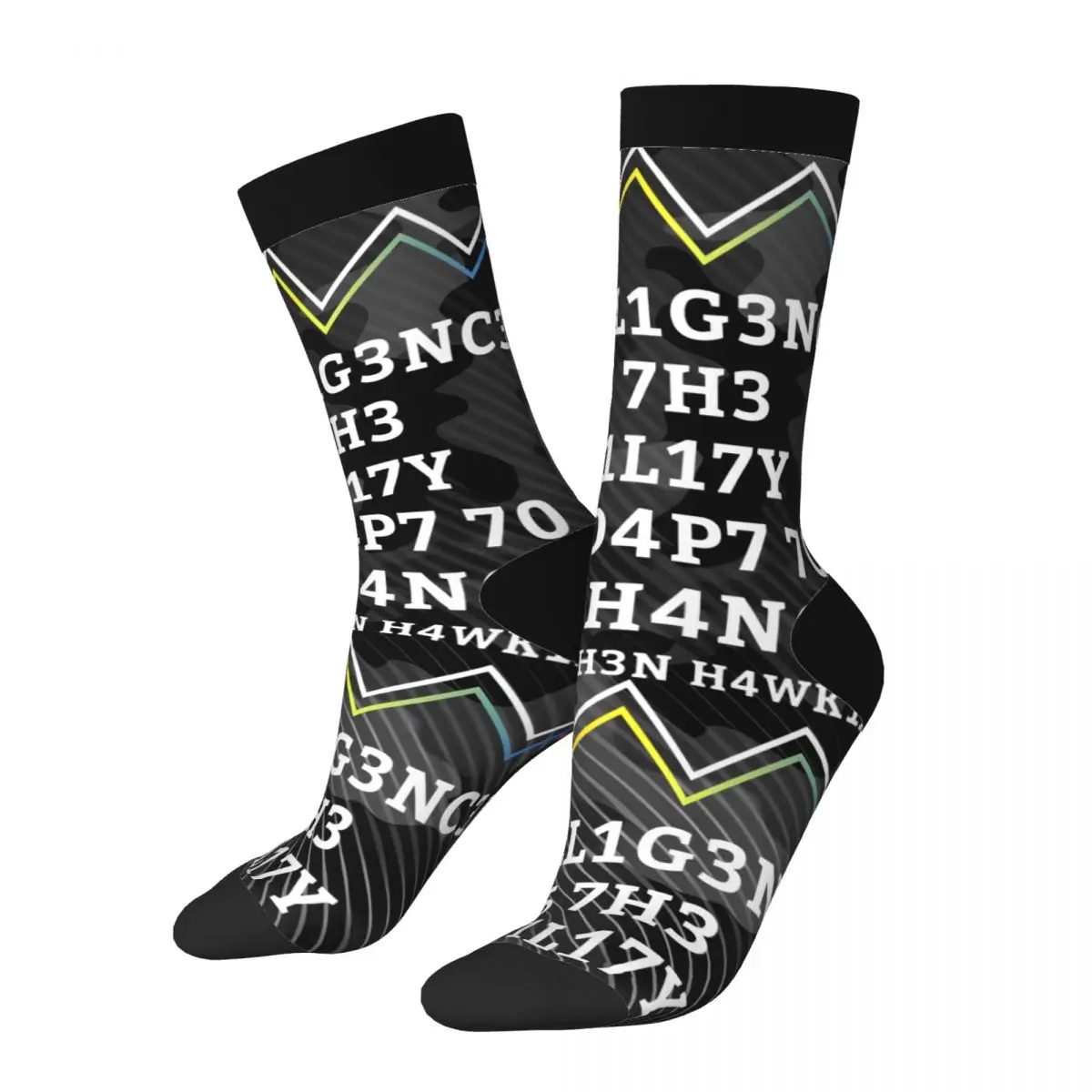 

Funny Crazy Sock for Men Precise Hip Hop Harajuku Lntelligence is the ability to adapt to change Happy Seamless Pattern Printed