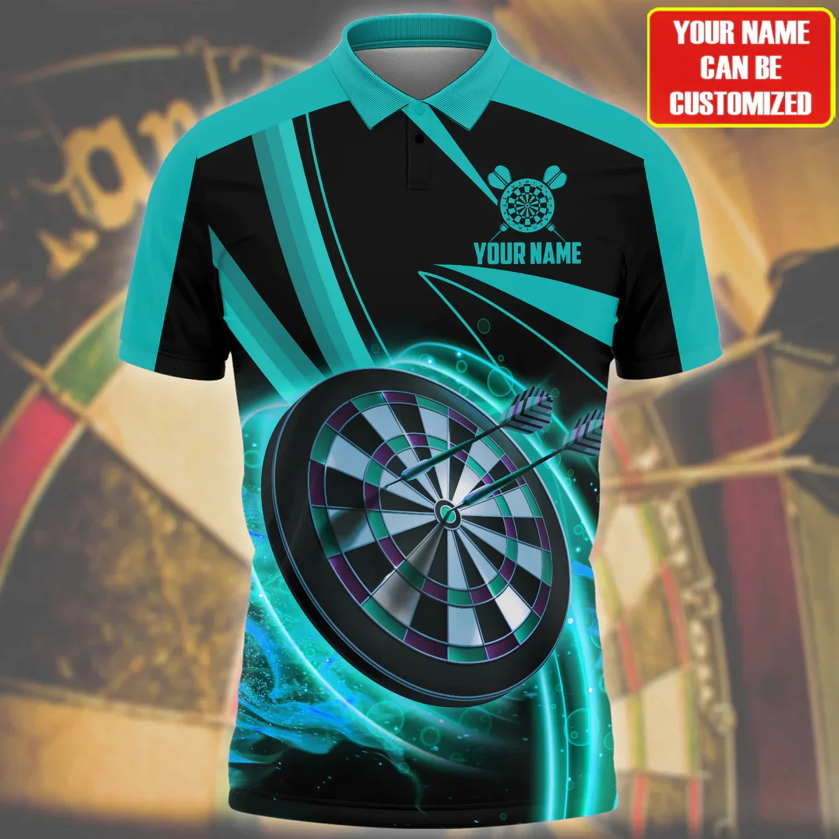 PLstar Cosmos Customized Name Darts 3D Printed Summer Polo Shirt Unisex Short Sleeve Shirts Present For Dart Lover POL-42