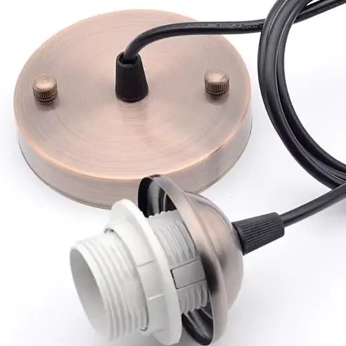 Led pendant light cord set E27 socket plastic lamp holder with 1m cable wire ceiling rose canopy for chandelier DIY Lamp base