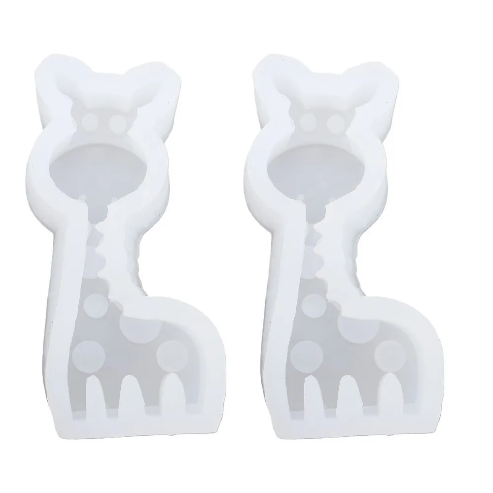 2PCS Flexible Silicone Silicone Mold 3D Giraffe Shape Easy To Clean Candle Mold Non Stick Surface Soap Mold Fondant Clay Craft