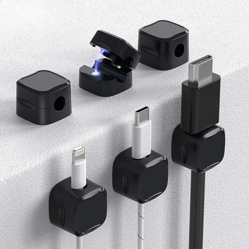 Magnetic Cable Clips Cord Holder for Nightstand Cable Smooth Adjustable Cord Holder Cable Management Wire Keeper Organizer