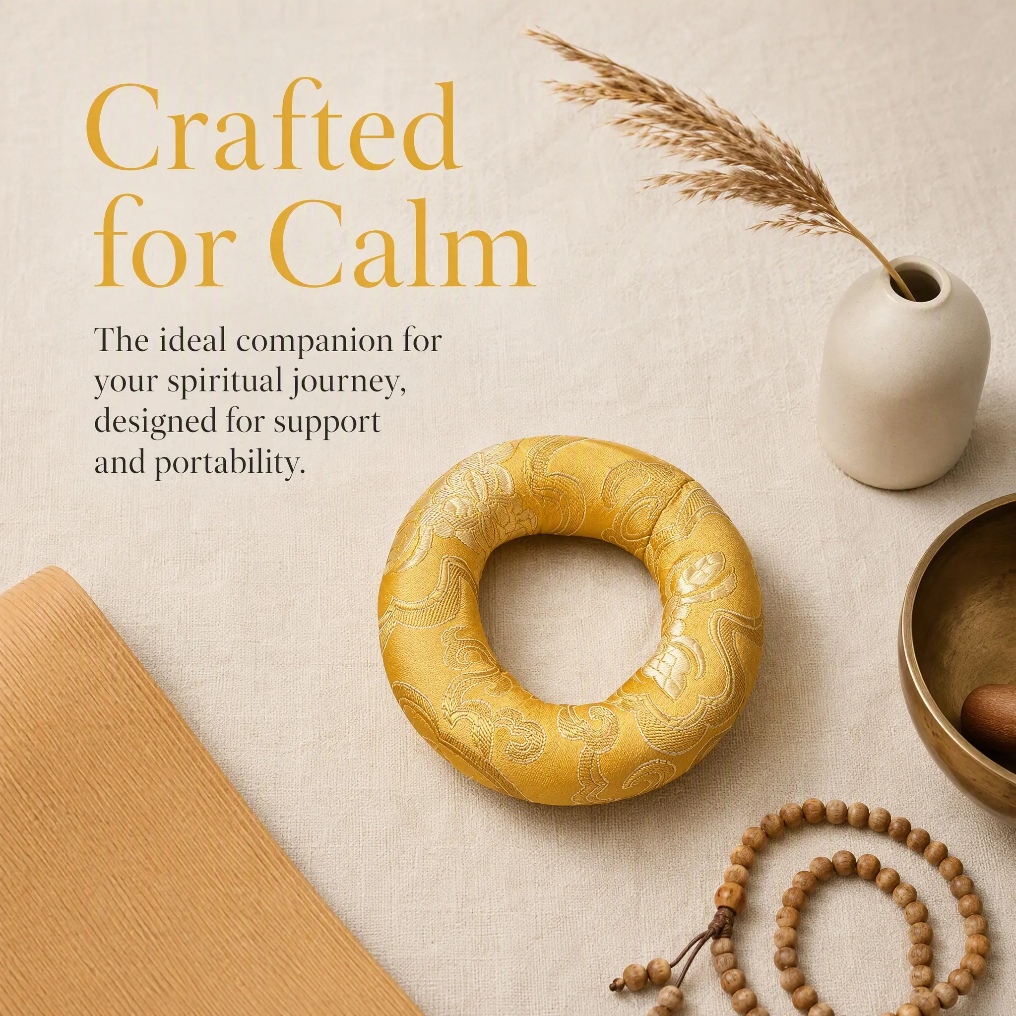 Cotton Singing Bowl Cushion 2pcs Round Meditation Bowl Pad for Stability and Protection