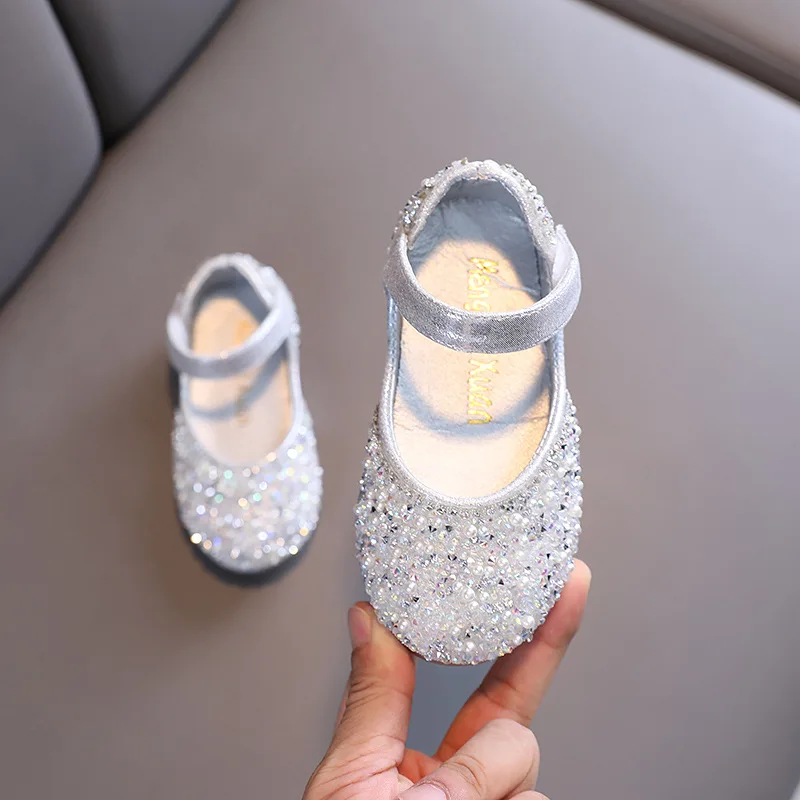 Autumn Girls Leather Shoes Princess Party Rhinestone Bow Single Shoes Fashion Children Performance Wedding Shoes