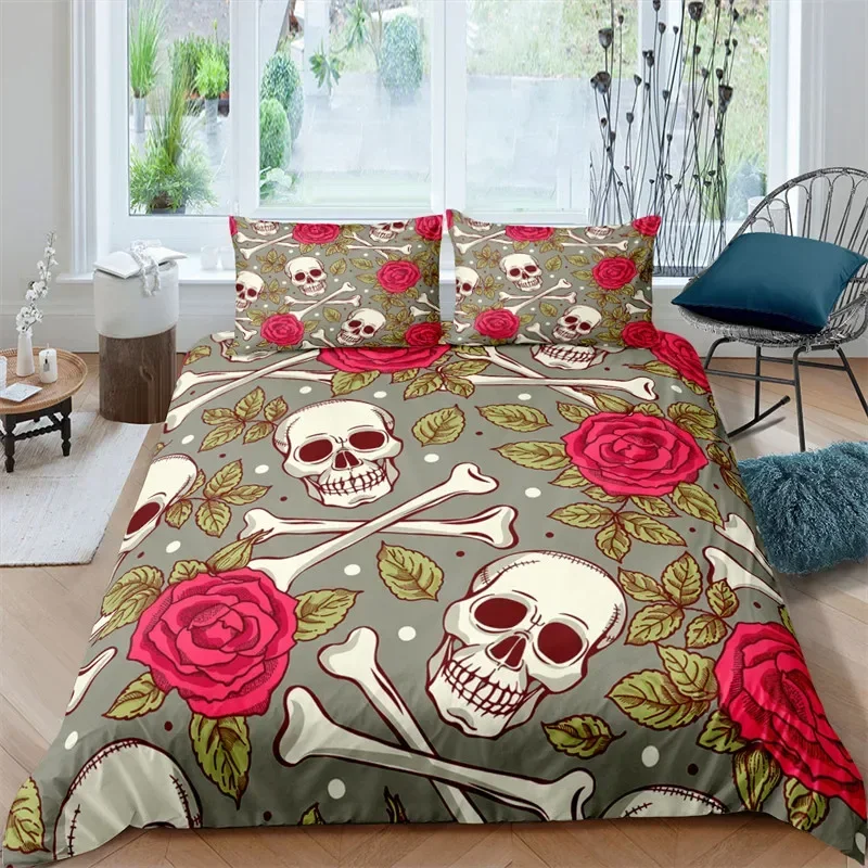 

3D Printed Gothic Skull Comfortable Duvet Quilt Cover Pillowcase Bedding Set Children Bedroom Decoration Home Textile
