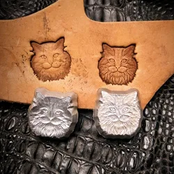 1PC 3D Mini Cat Head Design Leather Stamp Custom Logo Craft Mold Embossing Pressing Stamper Metal Stamps Hot Stamping Branding