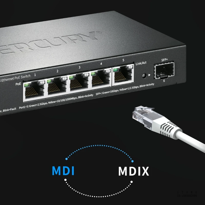 MERCURY 2.5G Ethernet PoE Switch, 4*2.5GE (PoE) @ 55W + 1*2.5GE + 1*10G SFP+, Plug and Play, Steel Shell Design, SE106P