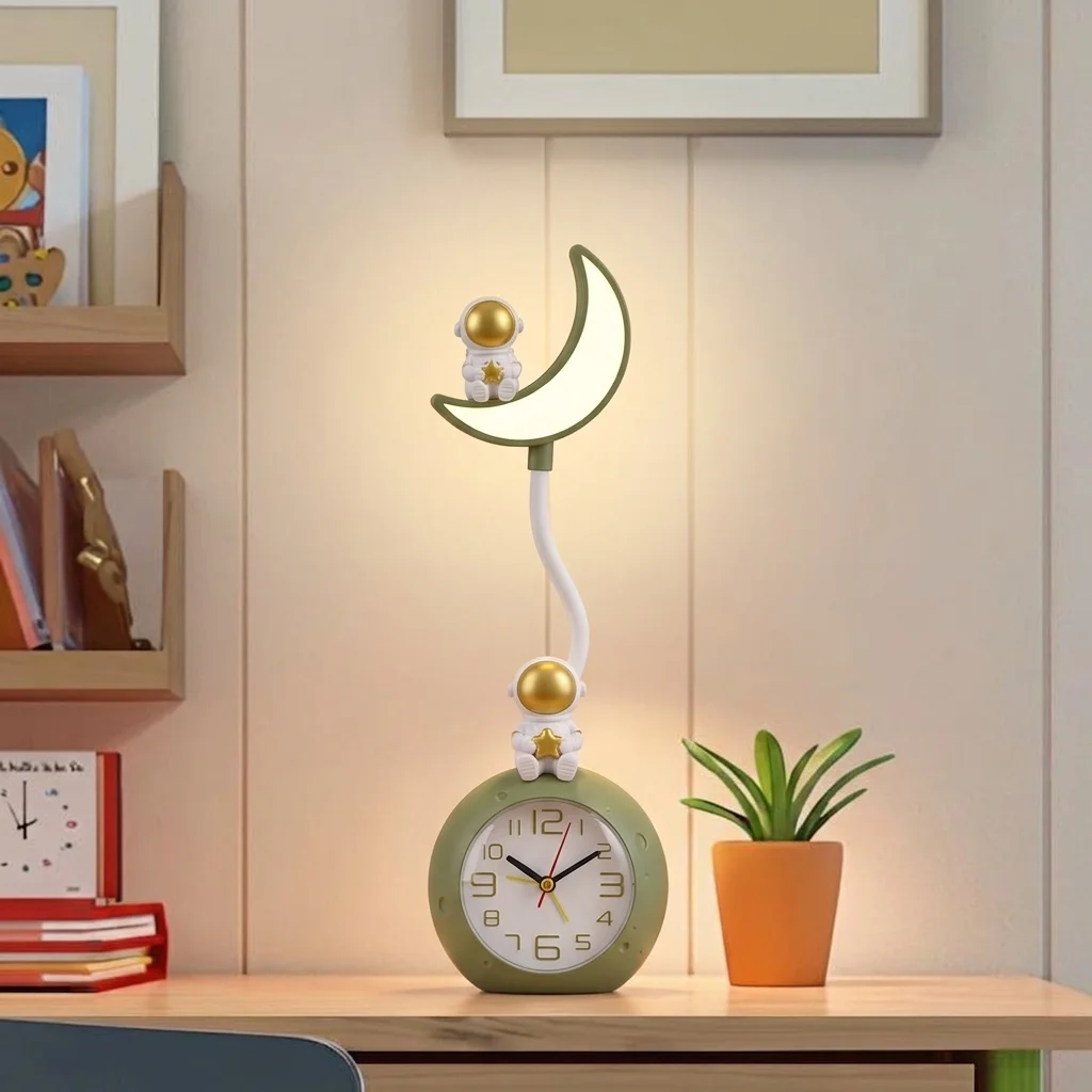 Versatile Rechargeable Alarm Clock Desk Lamp Dual Night Light Bedside Table Clock for Bedroom Office - Birthday Christmas Gift