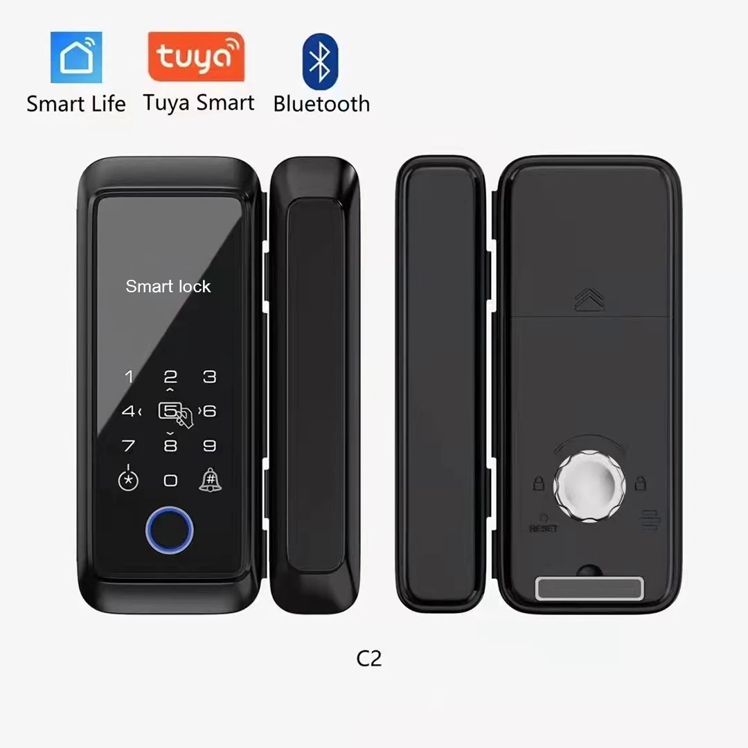 13.56Mhz RFID Tuya Smart Lock For Glass Wooden Door Biometric Fingerprint Lock Digital  Electronic Glass Door Lock Drill free