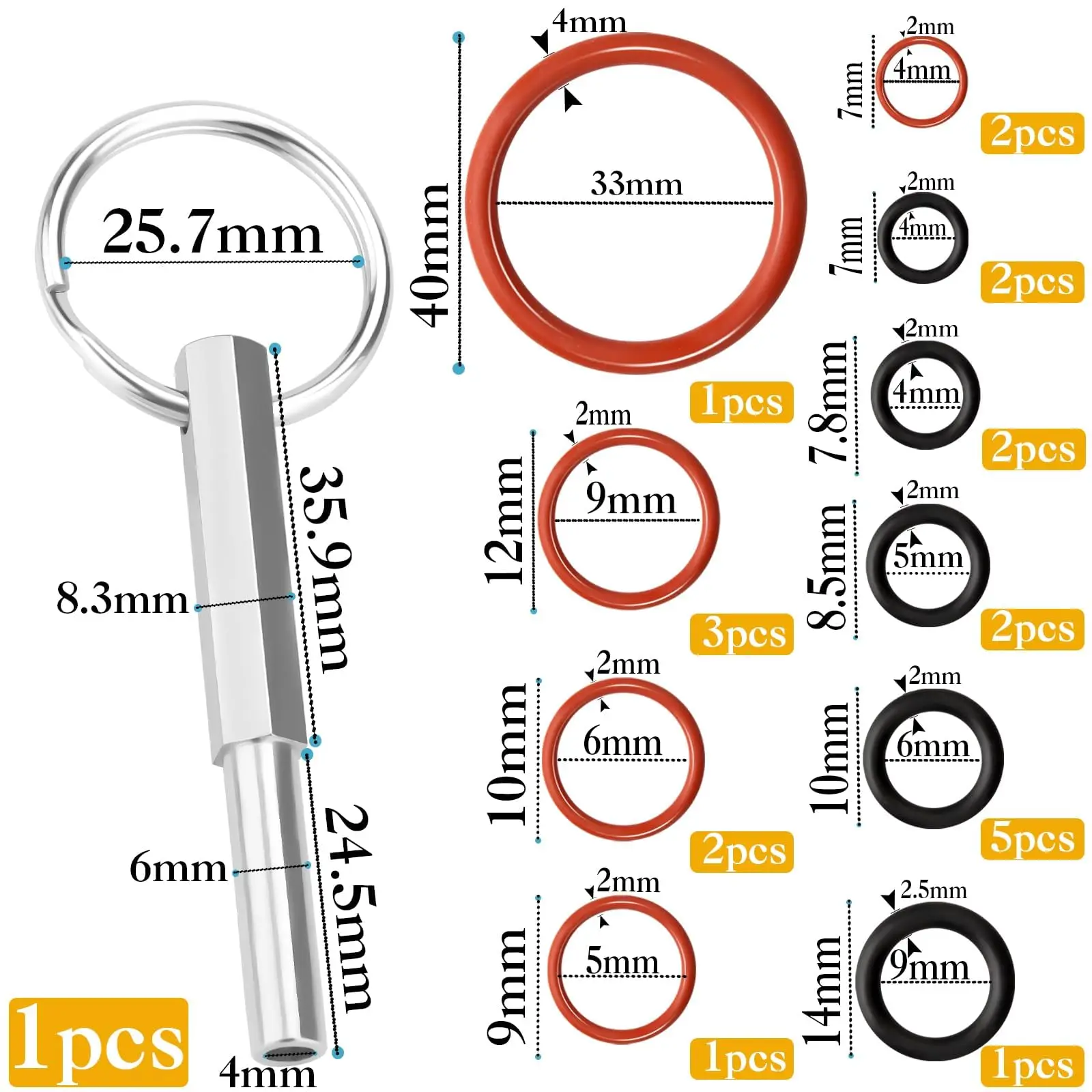 O-Ring Set W/Oval Head Key Tool Big KIT for J-ura Capresso/Impressa Machines Brew Group & Drainage Valve O-Ring Fits Most Jura