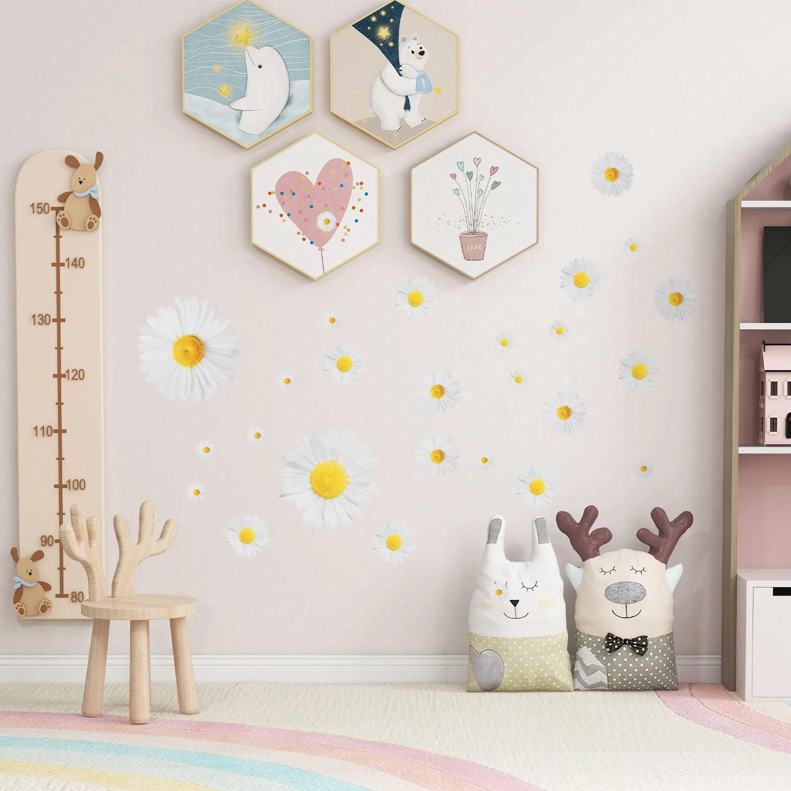 

Daisy Wall Sticker Durable Removable Self-Adhesive Floral Pattern for Living Room Bedroom Kitchen Decorative Wall Decal