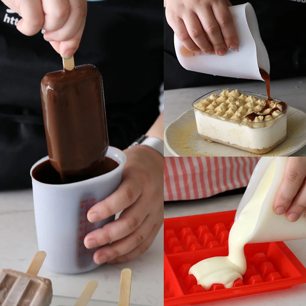 

Silicone Measuring Cups Thickened Dual Scale Soft Jug White Kitchen Baking Adjustable Practical Cooking Set Easy Clean