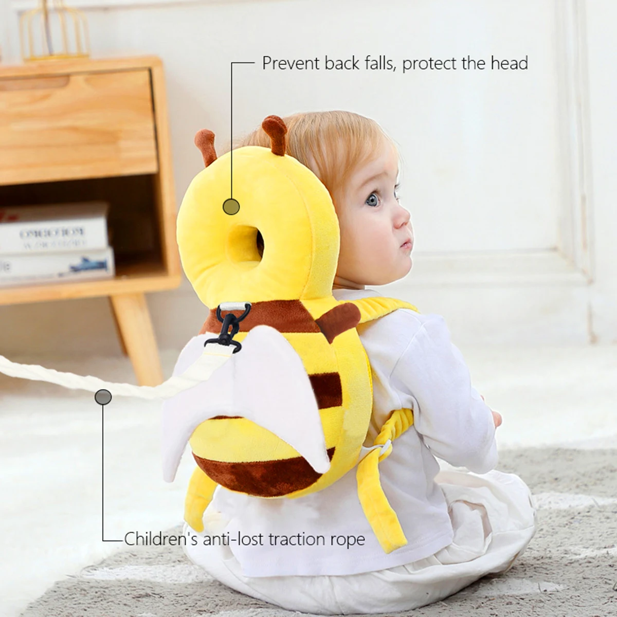 Head back protector baby protect pillow learn walk headgear prevent injured safety pad prevention fall cartoon bee kids pillows