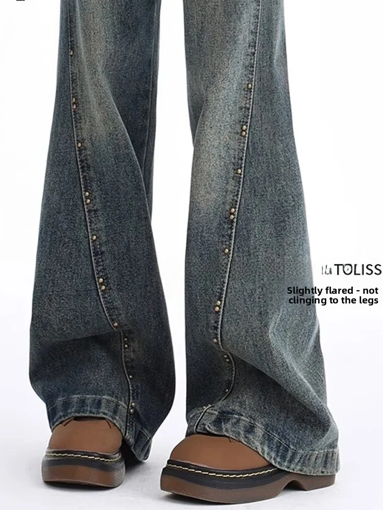 

American Retro High Waist Bell Bot Jeans Women Summer plus Size Loose Slimming Floor Length Pants Casual Wide Leg Trousers
