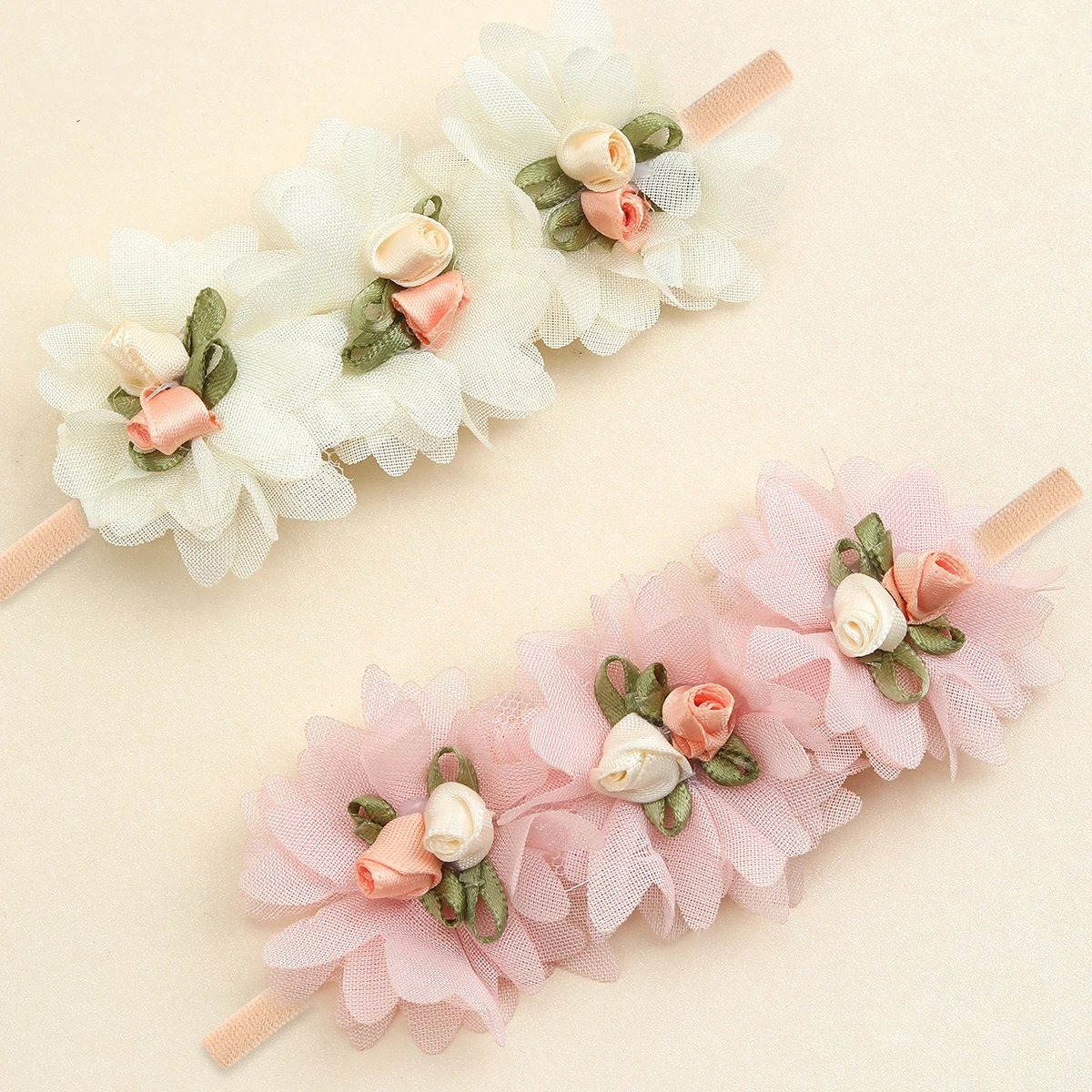 2PC Baby Soft Elastic Floral Lace Headband Baby Hair Accessories Headwear Kids Headband Children\'s Headbands
