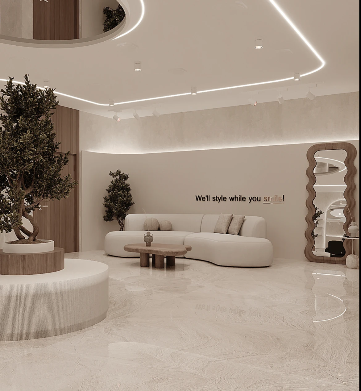 Beauty Counter Salon Shop Decoration Led Beauty Mirror Salon Furniture Hair Salon Equipment Spa Store Furniture