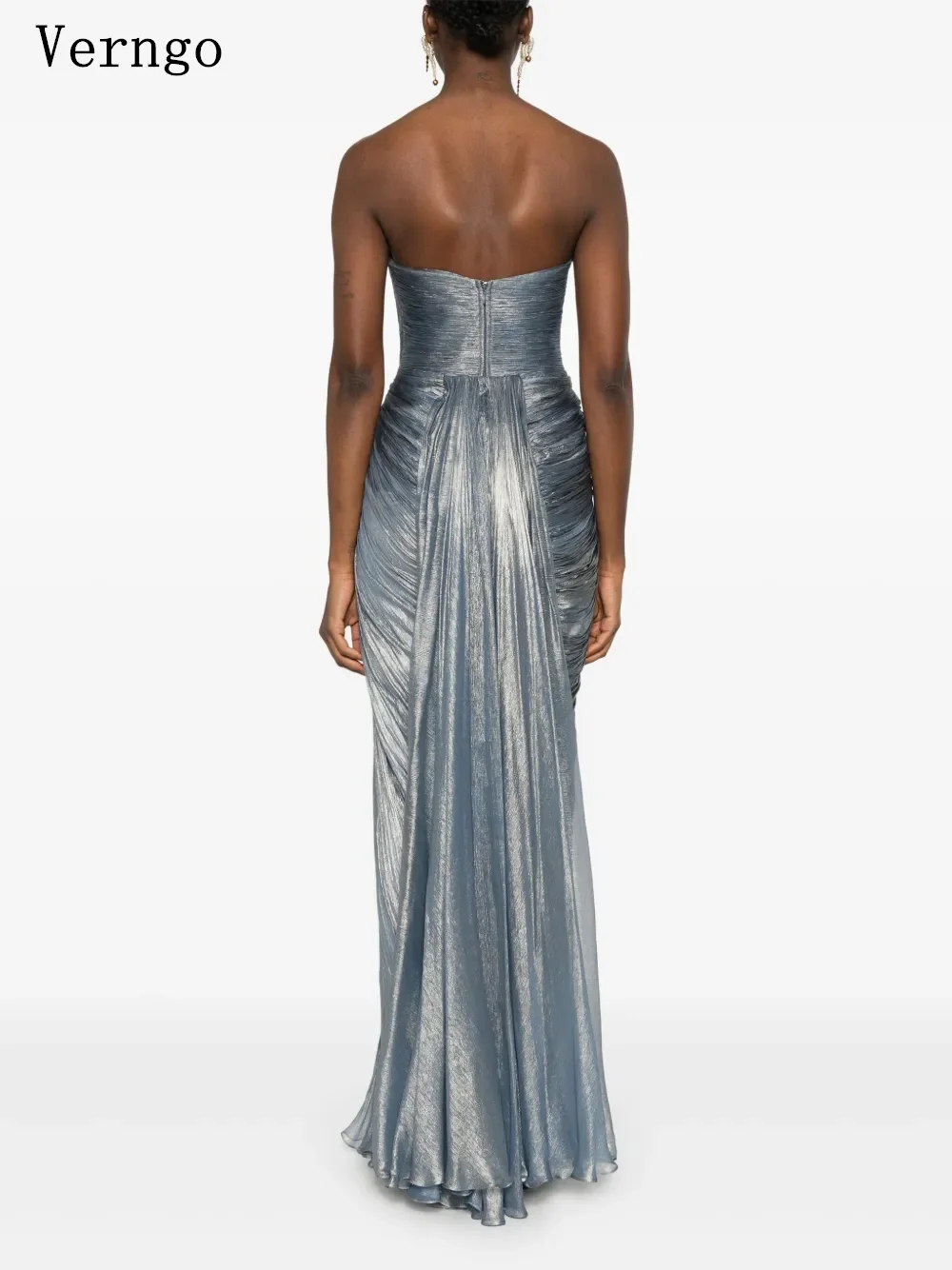فستان سهرة لامع من الشيفون الرمادي من Verngo بدون حمالات حورية البحر فساتين حفلات نحيفة للنساء أنيقة بطول الأرض حسب الطلب