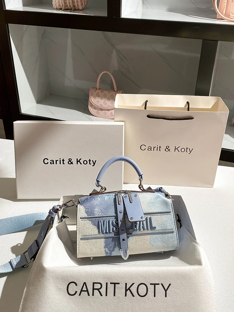

Newly Trendy and Luxury Handheld Boston Bag with Contrast Color and Letter Printing Women's Fashionable Shoulder Hanabag