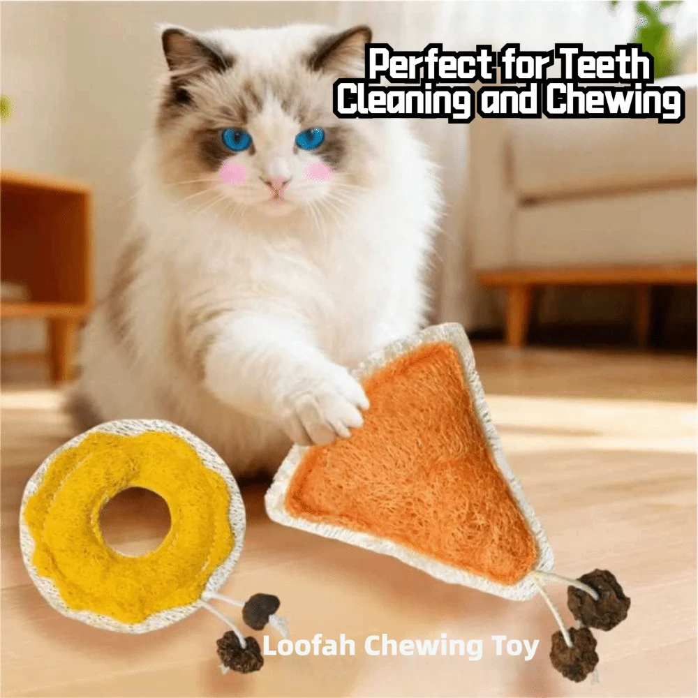 Dental Care Natural Loofah Cat Chew Teething Comfort Healthy Interactive Kitten Enrichment Loofa Dental DogToys Pet Supplies
