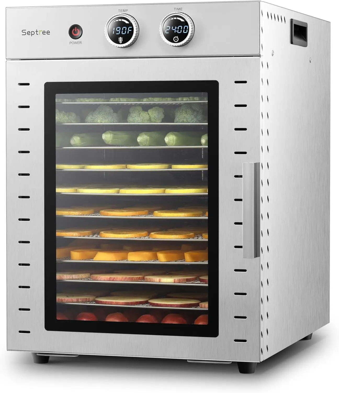 

Food Dehydrators Machine with 12 Stainless Steel Trays with Timer Setting Temperature Adjusted 68 ℉ to 194 ℉ Dryer for Herb Frui
