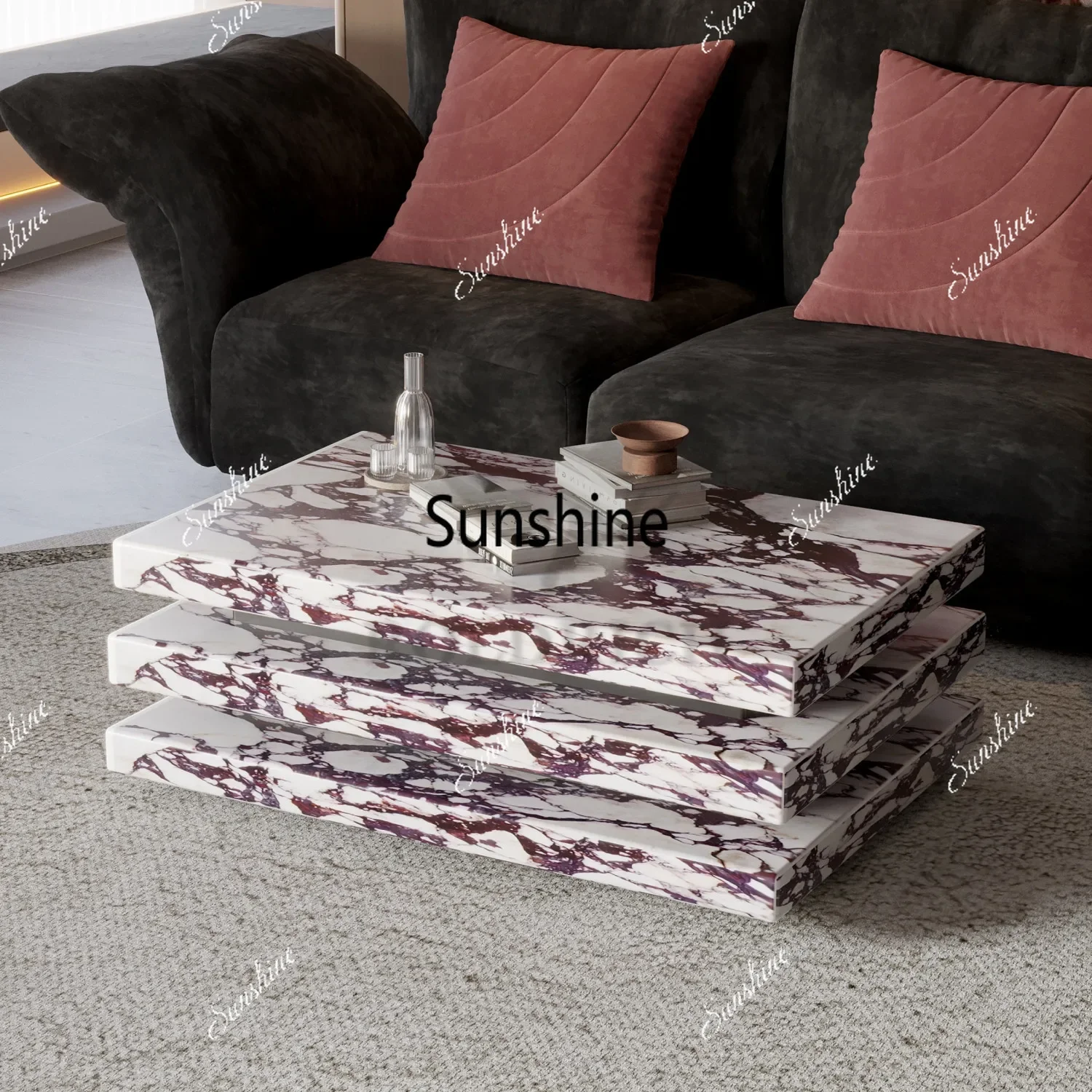 

Rock slab coffee table light luxury villa home living room advanced design, size apartmentP