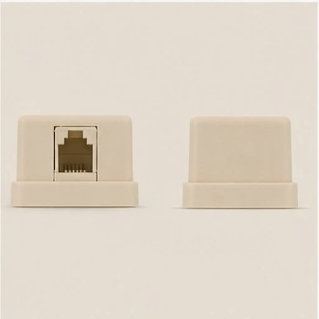 2Pcs Telephone Junction Box Beige Four Core Single Hole Splitter Box Stable Transmission Phone Adapter Home Office Use