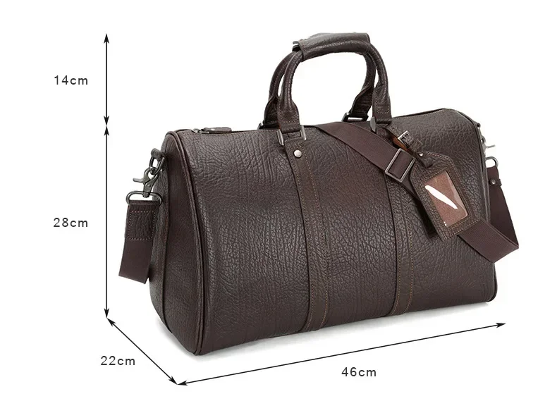 Genuine Leather Overnight Weekender Bag for Men Full Grain Cowhide Leather Duffel Bag Vintage Travel Luggage