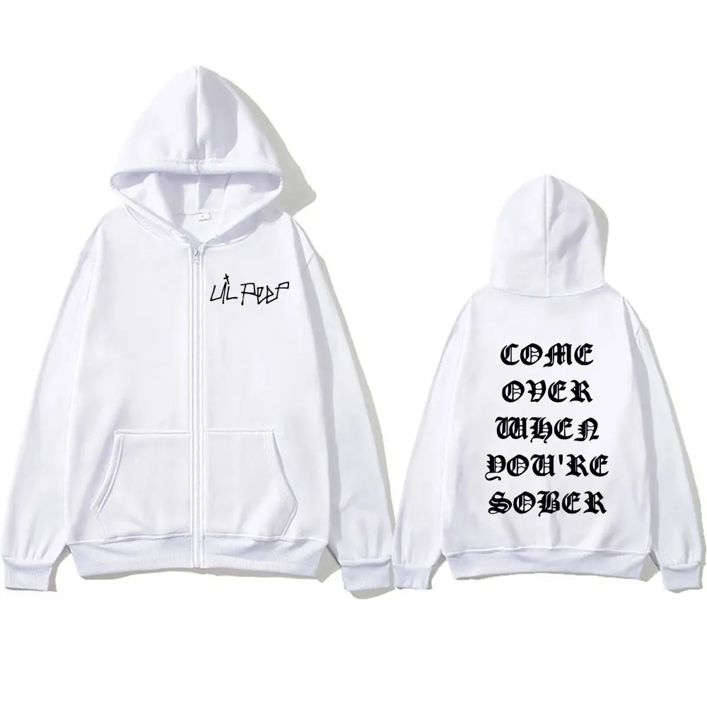 Rapper Lil Peep Come Over When You're Sober Zipper Hoodies Men's Women Fashion Hip Hop Zip Up Sweatshirts Fleece Warm Pullovers