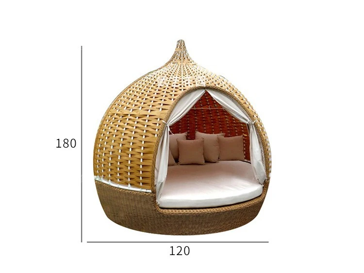 Outdoor recreational bed, patio balcony, rattan lodging, sunscreen, birdcage nest bed